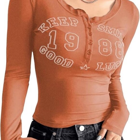 Short Crop Top with Letters - Picture 1 of 4